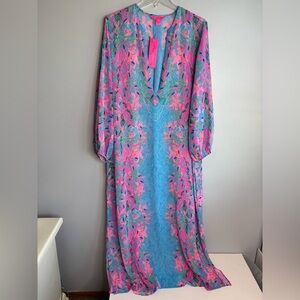LILLY PULITZER FREY LONG SLEEVE MAXI SWIM COVER UP